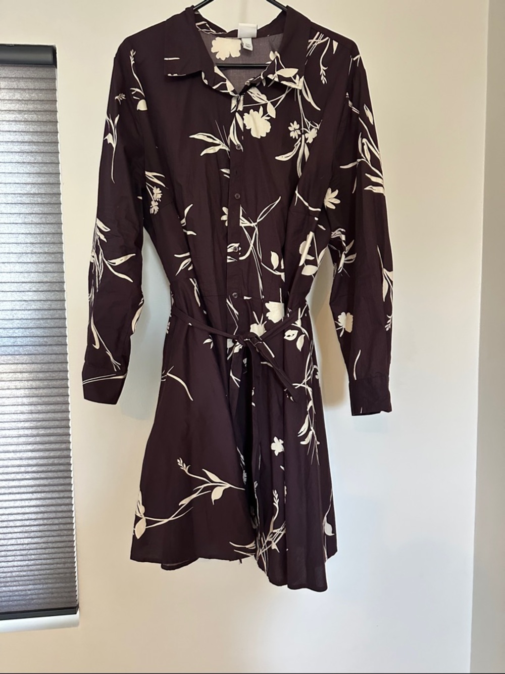 a new day Dark Plum Floral Button-Front Long-Sleeve Dress - Picture 2 of 4
